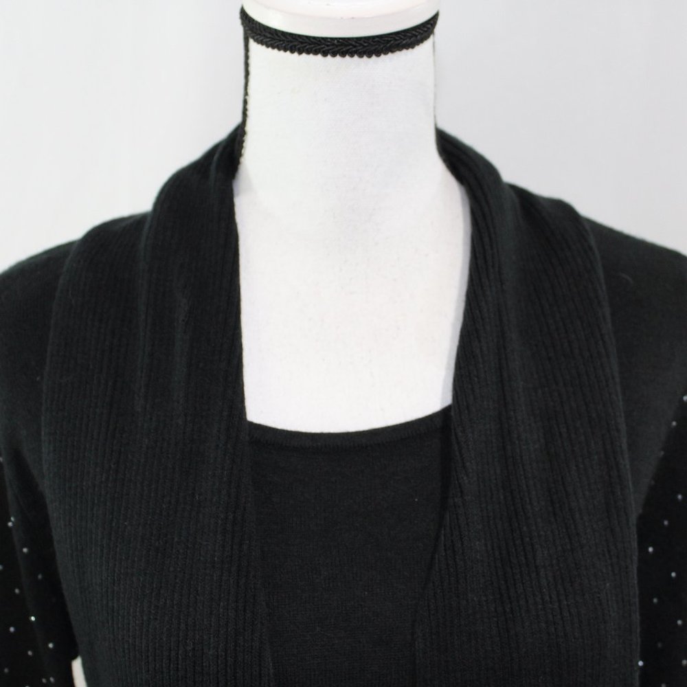 Karen Scott Black Sequined Sweater with‎ Scarf NWT - Picture 4 of 8